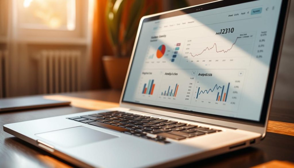 A detailed, professional website analysis displayed on a sleek laptop screen, illuminated by warm, natural lighting. The website interface showcases various analytical metrics, graphs, and data visualizations, providing in-depth insights into the platform's performance and user engagement. The scene conveys a sense of focused assessment, with a minimalist, elegant aesthetic that complements the article's subject matter. The camera angle captures the laptop at a slight angle, creating depth and emphasizing the analytical content on the screen.