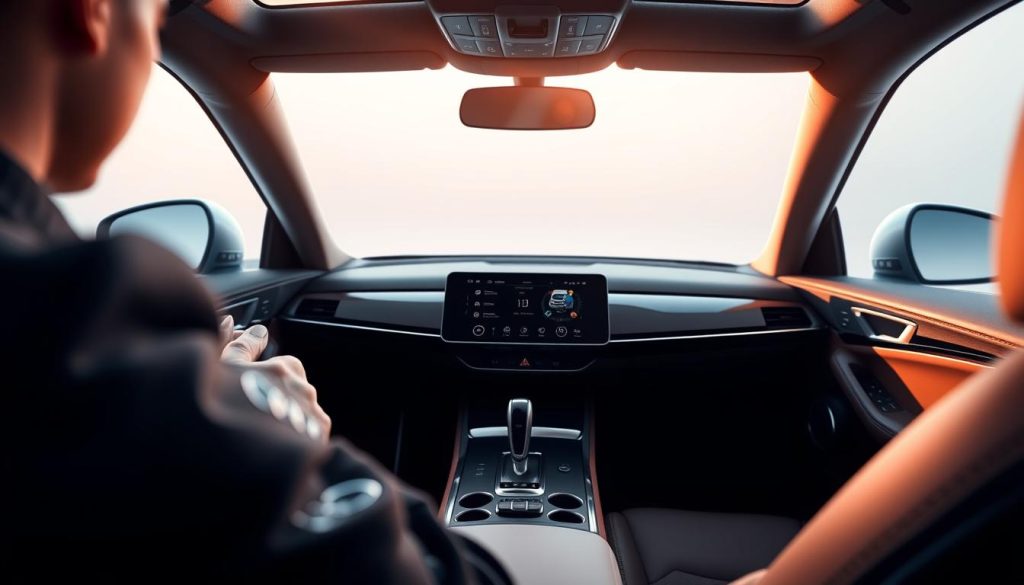 A high-resolution, detailed analysis of navigation on Mostorv, showcasing its sleek and intuitive user interface. The foreground depicts a user seamlessly interacting with the navigation system, their fingertips gliding across a responsive touchscreen. The middle ground features a clean, minimalist dashboard layout with clear, easy-to-read data visualizations. In the background, a crisp, three-dimensional rendering of the Mostorv's interior, capturing the premium materials and elegant design that enhance the overall user experience. Soft, diffused lighting creates a warm, inviting atmosphere, highlighting the system's state-of-the-art technology and advanced capabilities. The image conveys a sense of effortless control, efficiency, and the premium quality that defines the Mostorv brand.