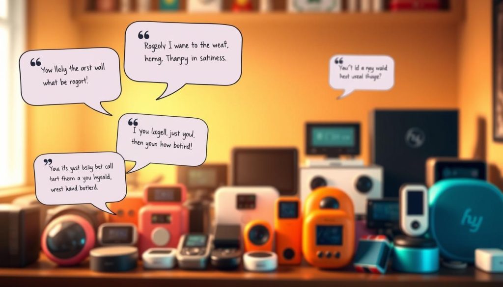 A vibrant collage featuring customer testimonials about the Rogzov product line. In the foreground, multiple hand-drawn speech bubbles float, each containing a short, positive review from a satisfied user. The middle ground showcases an array of Rogzov devices in various sizes and colors, arranged in a visually striking composition. The background features a soft, out-of-focus gradient in warm tones, creating a cozy, inviting atmosphere. The lighting is gentle and natural, with a slight vignette effect to draw the viewer's focus to the central elements. The overall style is a blend of digital illustration and photorealistic rendering, resulting in an engaging, visually compelling representation of the user experience with Rogzov. A vibrant collage featuring customer testimonials about the Rogzov product line. In the foreground, multiple hand-drawn speech bubbles float, each containing a short, positive review from a satisfied user. The middle ground showcases an array of Rogzov devices in various sizes and colors, arranged in a visually striking composition. The background features a soft, out-of-focus gradient in warm tones, creating a cozy, inviting atmosphere. The lighting is gentle and natural, with a slight vignette effect to draw the viewer's focus to the central elements. The overall style is a blend of digital illustration and photorealistic rendering, resulting in an engaging, visually compelling representation of the user experience with Rogzov.